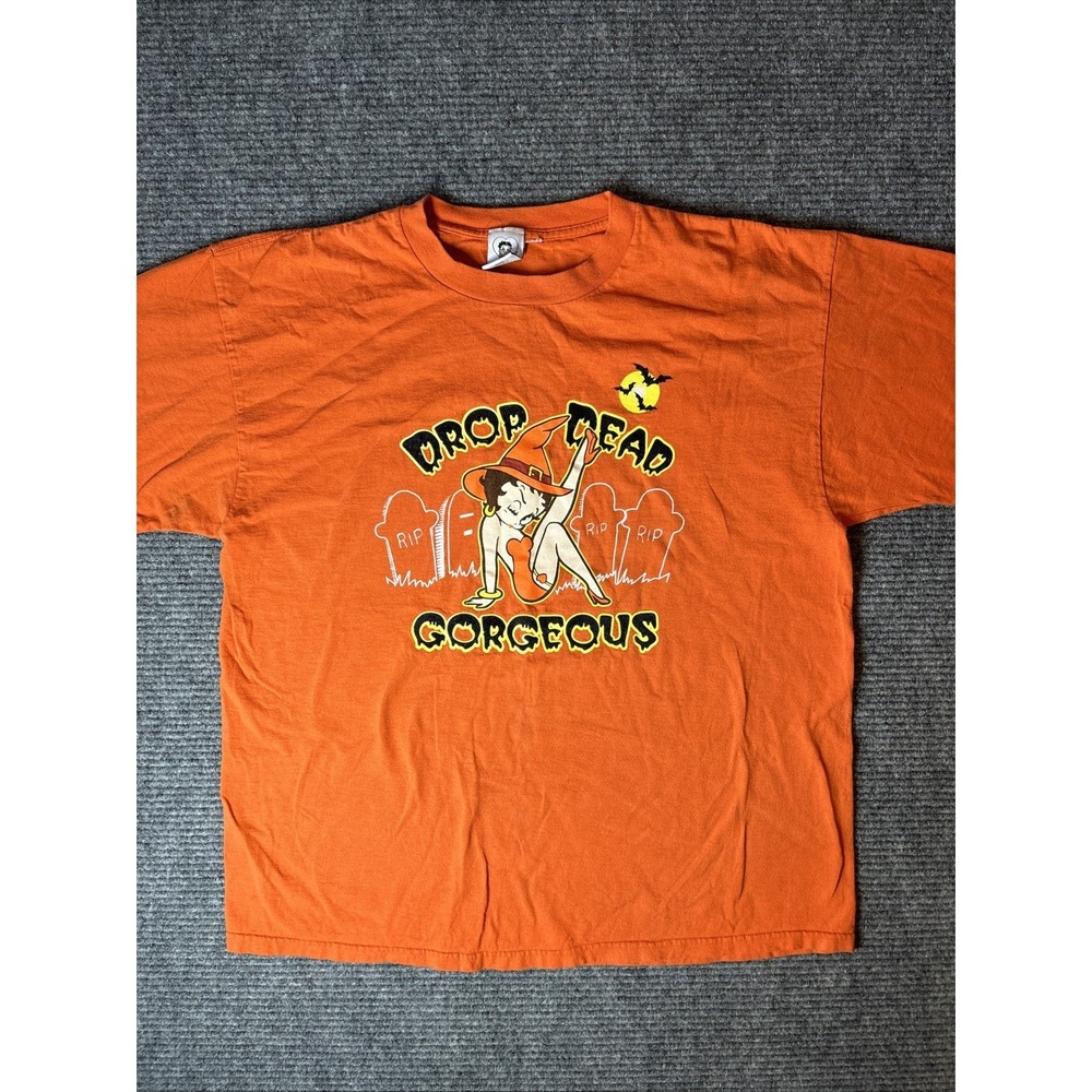 VTG 2004 Betty Boop Drop‎ Dead Gorgeous Halloween Graphic Shirt Size XL